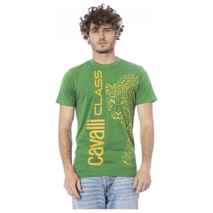 Cavalli Class Green Cotton Men T-Shirt