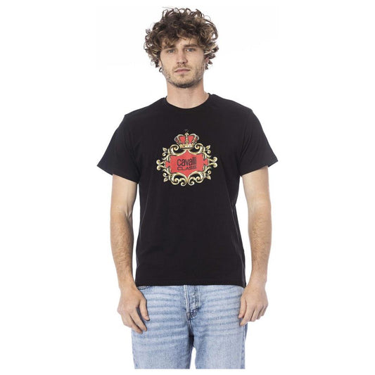 Cavalli Class Black Cotton Men T-Shirt Cavalli Class Gray