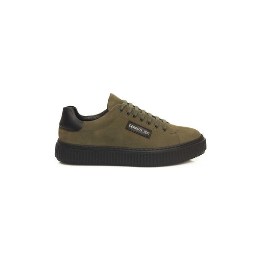 Cerruti 1881 Green Cowhide Men Sneaker Cerruti 1881 Dark Slate Gray
