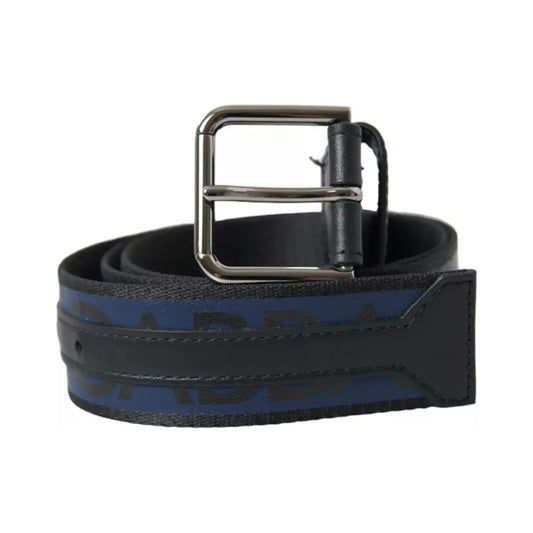 Dolce & Gabbana Black Blue Logo Silver Metal Buckle Belt Dolce & Gabbana Dark Slate Gray