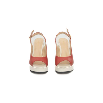 Cerruti 1881 Red Calfskin Women Sandal