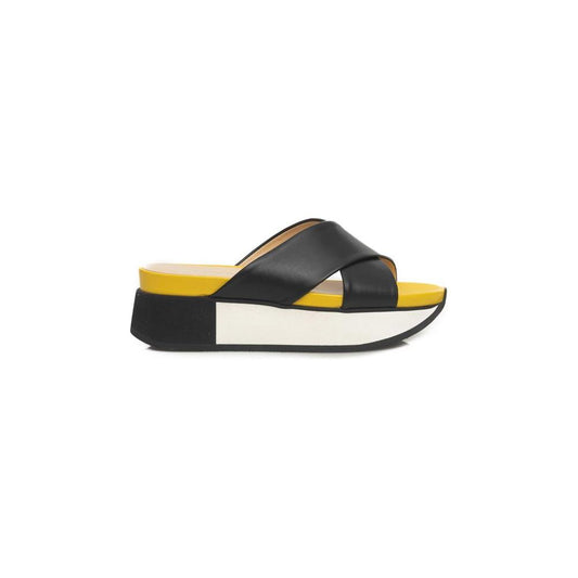 Cerruti 1881 Black Calfskin Women Sandal Cerruti 1881 Antique White