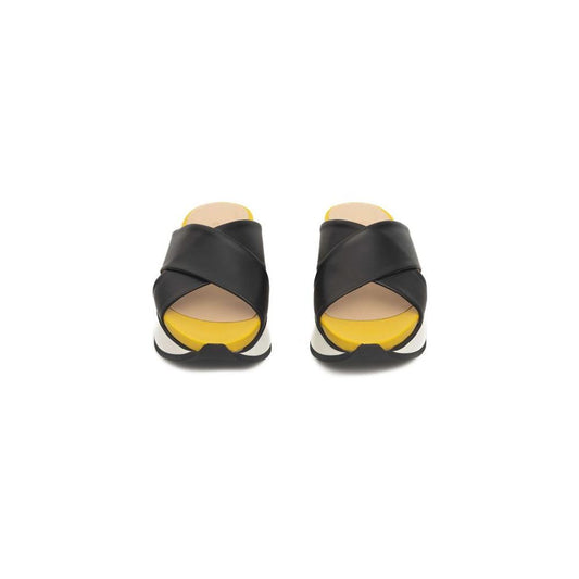 Cerruti 1881 Black Calfskin Women Sandal Cerruti 1881 Dark Slate Gray