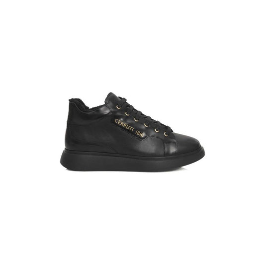 Cerruti 1881 Black Leather Women Platform Sneaker Cerruti 1881 Dark Slate Gray