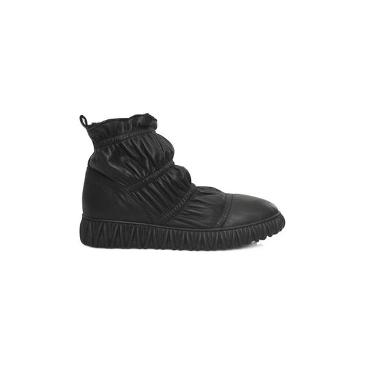 Cerruti 1881 Black Leather Women Boot Cerruti 1881 Dark Slate Gray