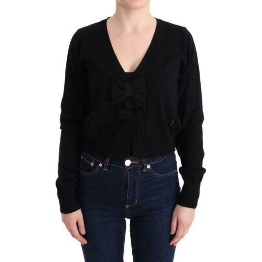 MARGHI LO' Elegant Black Wool Cardigan Sweater MARGHI LO' Black