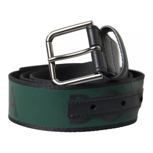 Dolce & Gabbana Black Green Leather Silver Metal Buckle Belt Dolce & Gabbana Dark Slate Gray