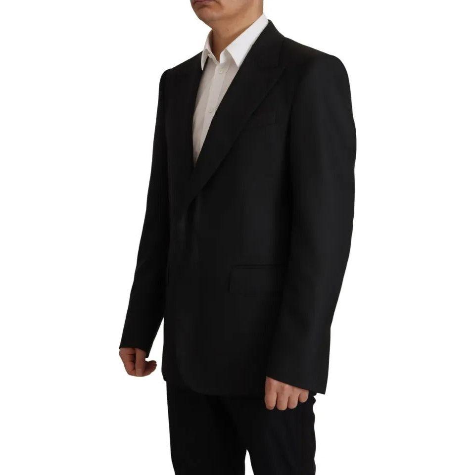 سترة بليزر من البوليستر بصف أزرار واحد باللون الأسود من دولتشي آند غابانا