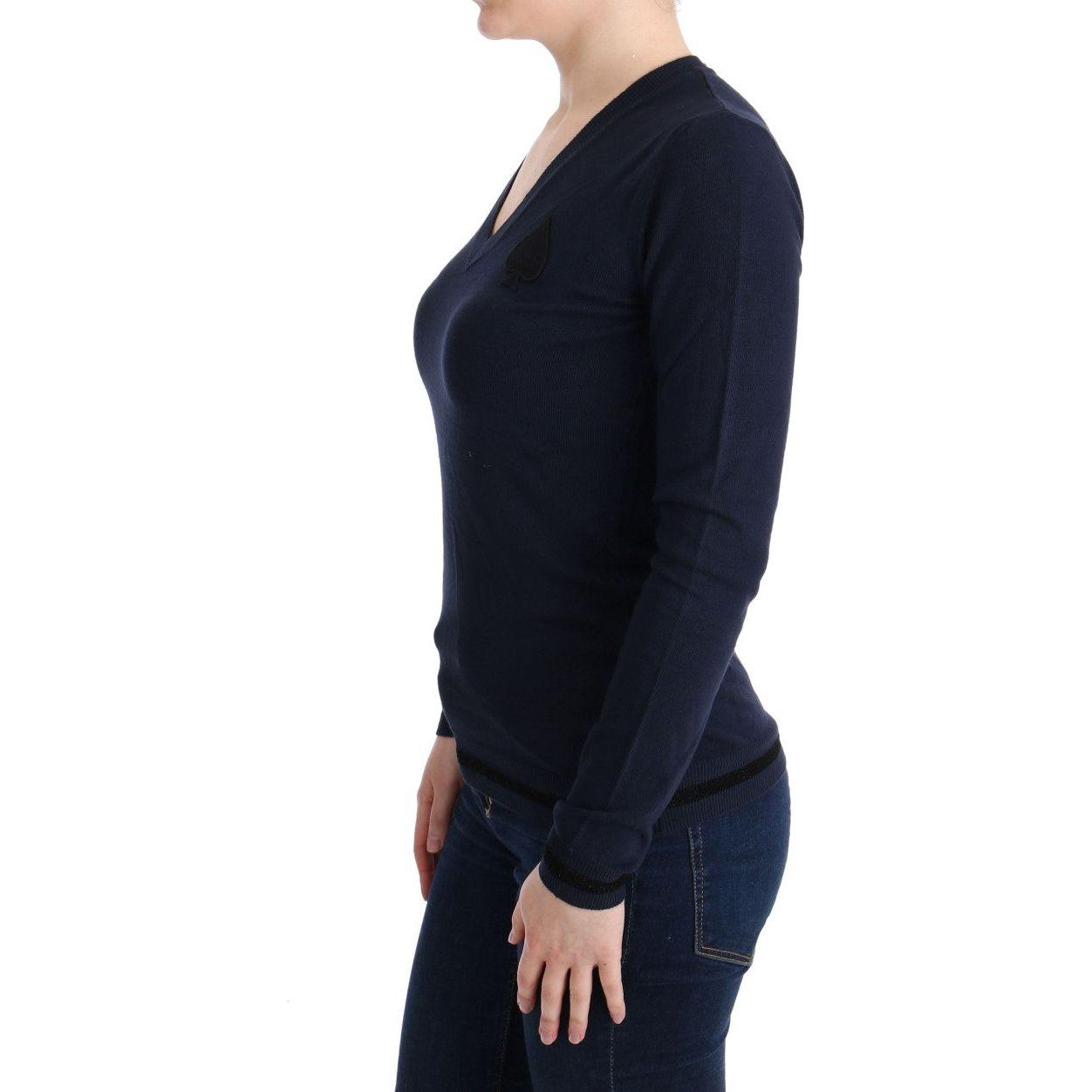 Costume National Blue V-neck Viscose Sweater