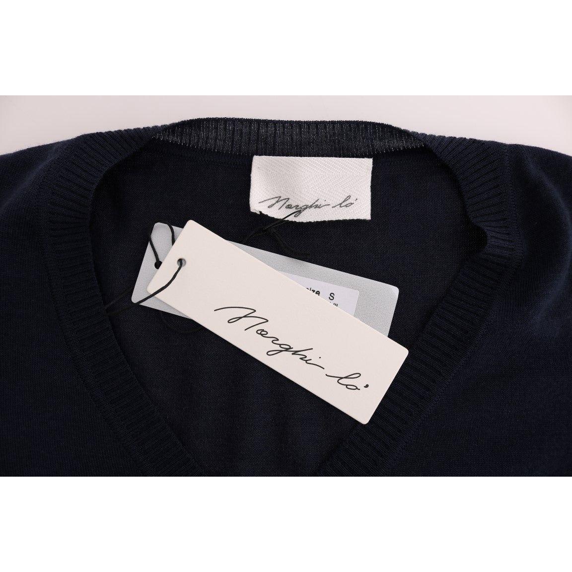 فستان أزرق أنيق من الصوف يصل إلى الركبة من مارغي لو