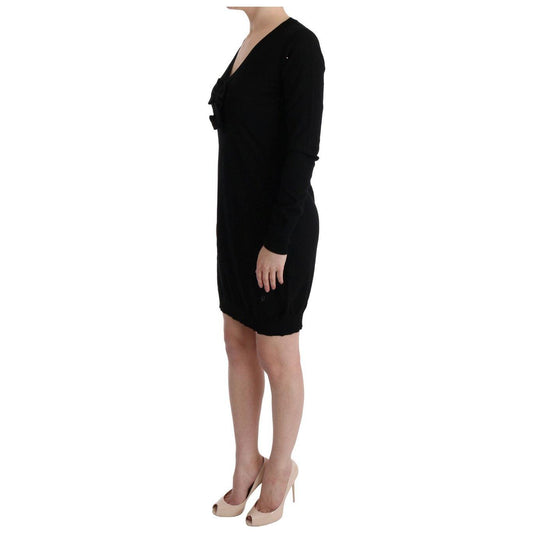 MARGHI LO' Elegant Black Wool Shift Dress MARGHI LO' Rosy Brown
