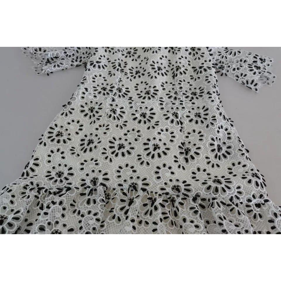 Dolce & Gabbana White Cutout Design Polyester A-line Midi Dress