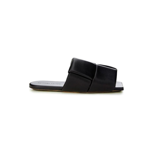 Bottega Veneta Elegant Black Leather Sandals Bottega Veneta Light Gray
