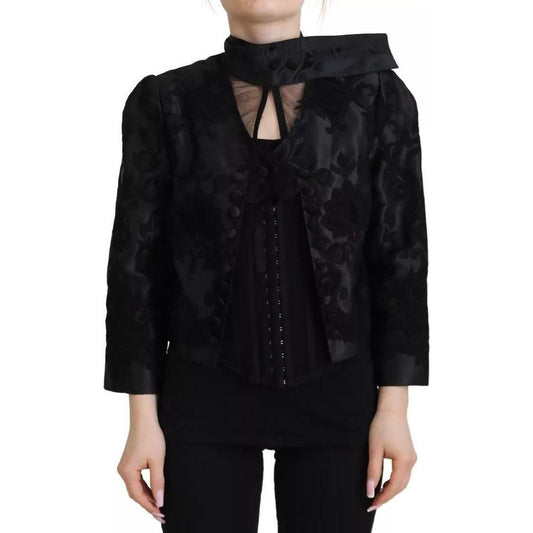Dolce & Gabbana Black Lace Sheer Corset Organza Silk Jacket Dolce & Gabbana Black