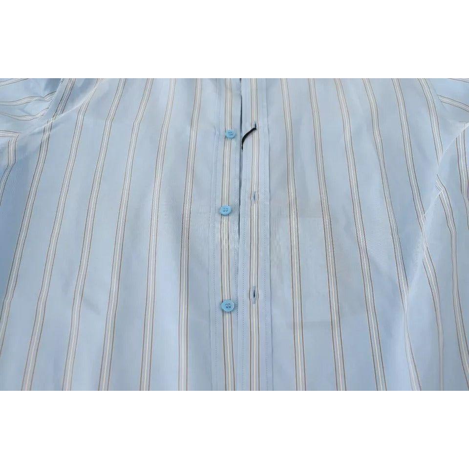 Dolce & Gabbana Blue Striped Silk Formal Dress MARTINI Shirt