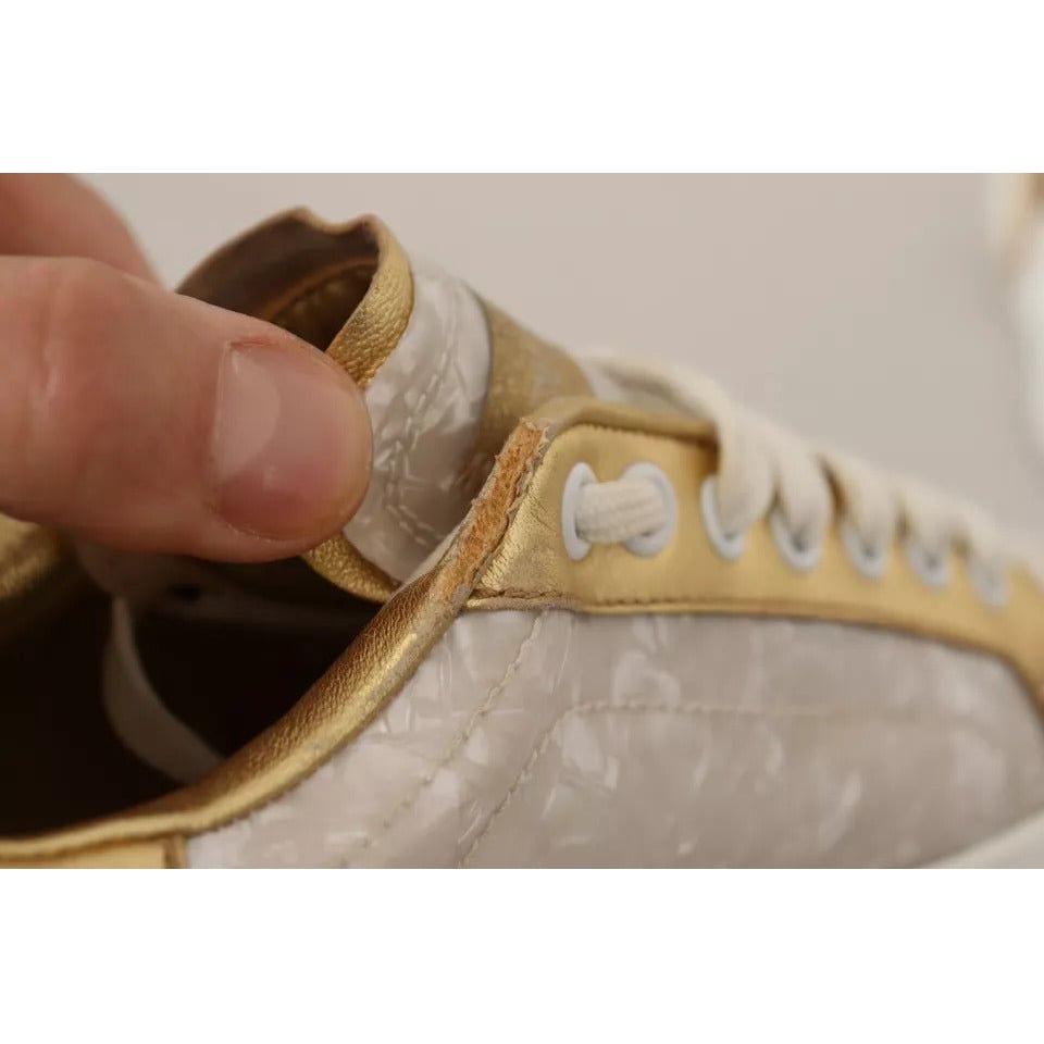 حذاء سنيكرز كاجوال من دولتشي آند غابانا بورتوفينو باللون الأبيض من عرق اللؤلؤ