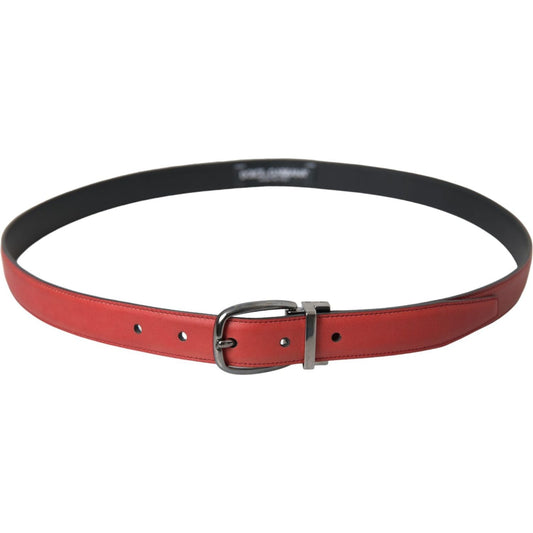 Dolce & Gabbana Red Leather Silver Metal Buckle Belt Men Dolce & Gabbana Dark Slate Gray