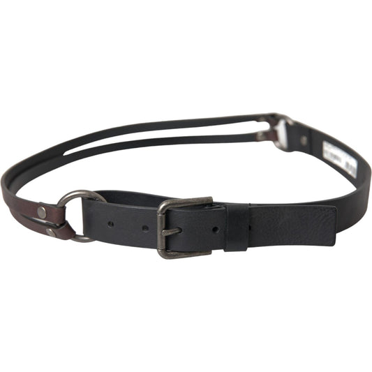 Dolce & Gabbana Black Brown Leather Silver Metal Buckle Belt Dolce & Gabbana Dark Slate Gray
