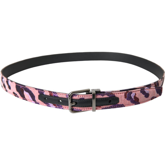 Dolce & Gabbana Multicolor Jacquard Leather Metal Buckle Belt Dolce & Gabbana Gray
