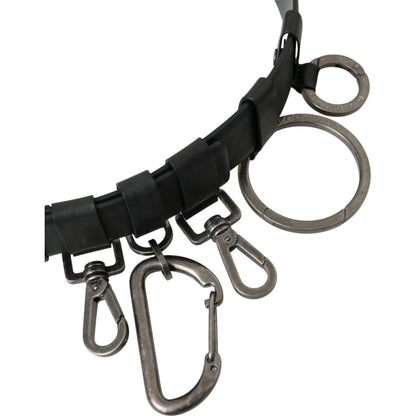 Dolce & Gabbana Black Calf Leather Silver Metal Buckle Belt