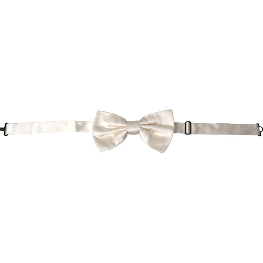 Dolce & Gabbana Off White Silk Adjustable Neck Men Bow Tie Dolce & Gabbana Light Gray