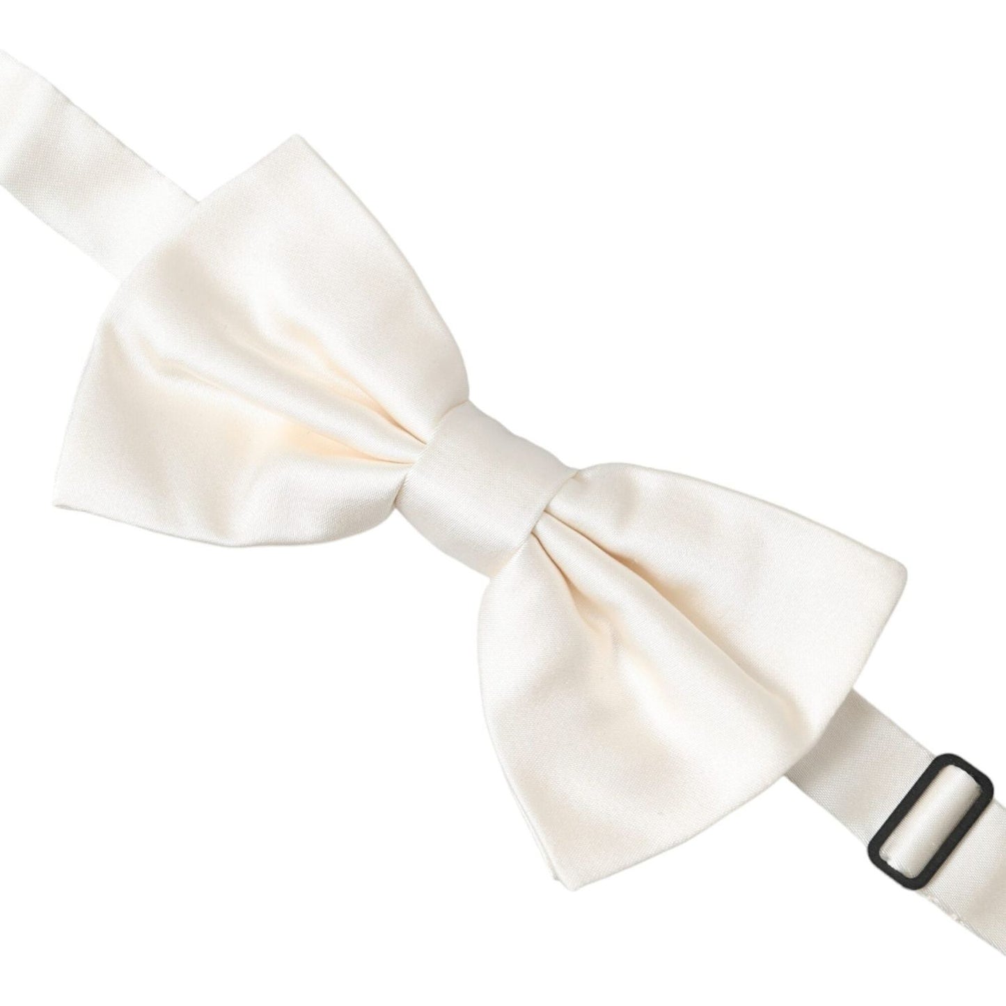 Dolce & Gabbana Off White Silk Adjustable Neck Men Bow Tie