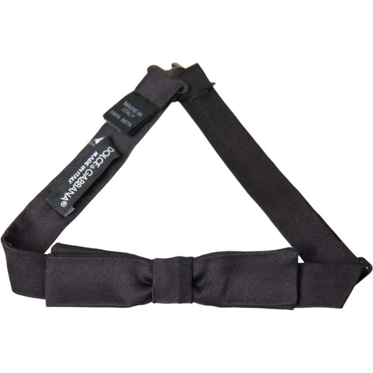 Dolce & Gabbana Dark Gray Silk Adjustable Neck Men Bow Tie Dolce & Gabbana Dark Slate Gray