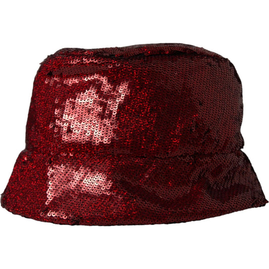 Dolce & Gabbana Red Sequined Nylon Bucket Hat Men Dolce & Gabbana Black