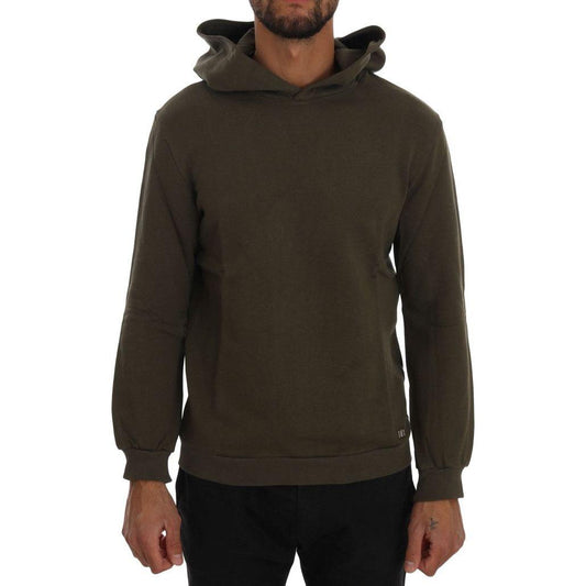Daniele Alessandrini Green Pullover Hodded Cotton Sweater