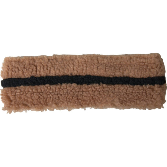 Dolce & Gabbana Brown Black Fleece Wool Head Band Hat Men Dolce & Gabbana Sienna