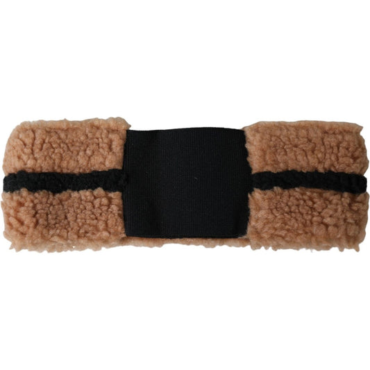 Dolce & Gabbana Brown Black Fleece Wool Head Band Hat Men Dolce & Gabbana Sienna