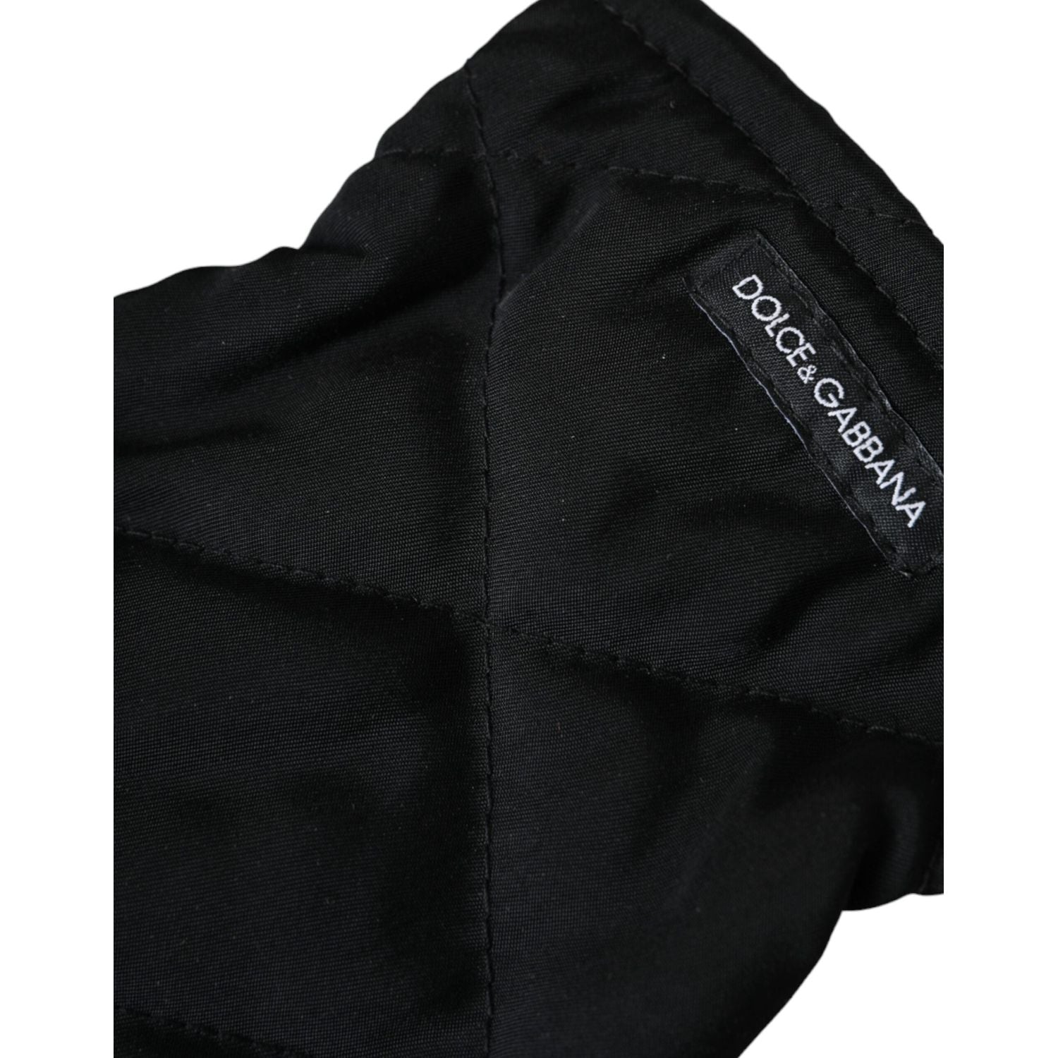 قفازات دولتشي آند غابانا المصنوعة من النايلون المبطن باللون الأسود بطول المعصم