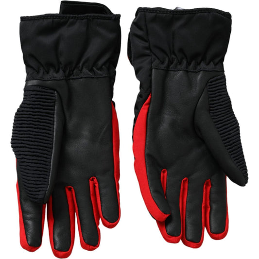 Dolce & Gabbana Black Red Nylon Wrist Length Gloves Dolce & Gabbana Black