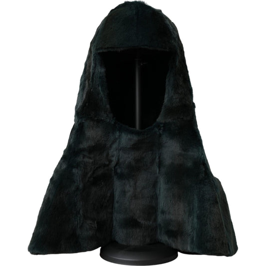 Dolce & Gabbana Black Weasel Fur Whole Head Wrap Hat