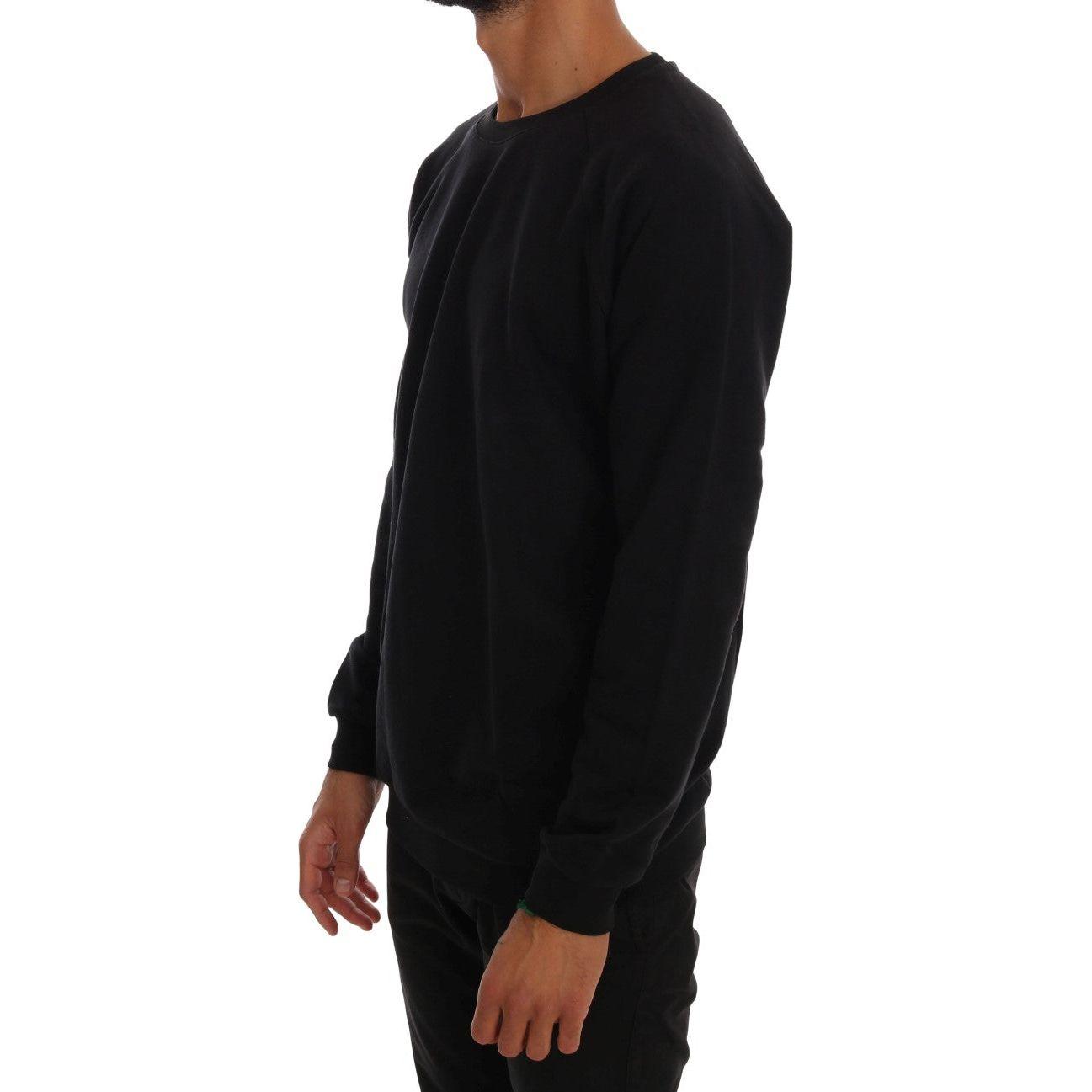 Daniele Alessandrini Black Crewneck Cotton Pullover Sweater