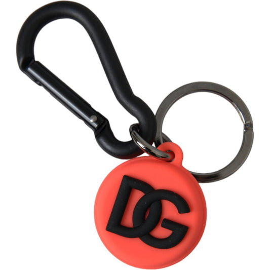 Dolce & Gabbana Red Orange Rubber DG Logo Round Metal Keyring Keychain Dolce & Gabbana Dark Slate Gray