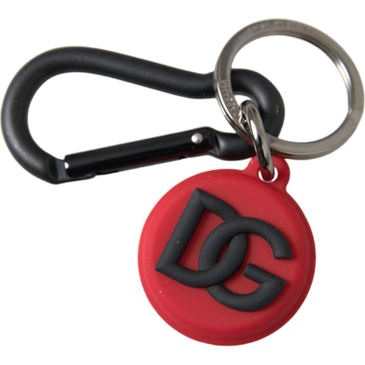 Dolce & Gabbana Red Rubber DG Logo Round Metal Brass Keyring Keychain Dolce & Gabbana Dark Slate Gray