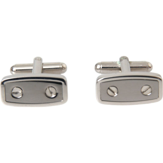 Dolce & Gabbana Silver Plated Metal Brass Pin Men Cufflinks Cufflinks Dolce & Gabbana Dark Gray