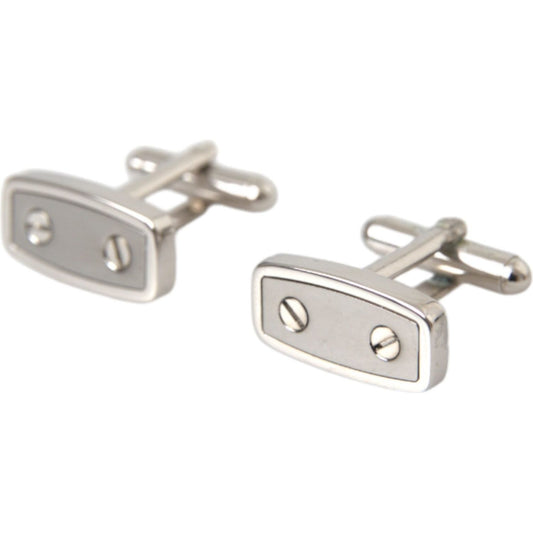Dolce & Gabbana Silver Plated Metal Brass Pin Men Cufflinks Cufflinks Dolce & Gabbana Gray