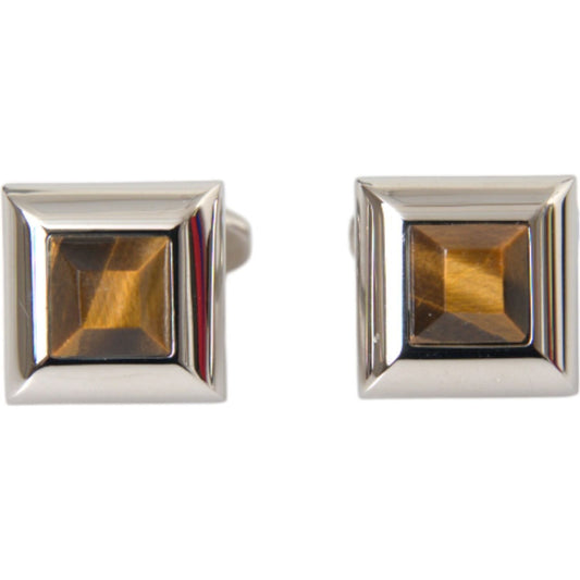 Dolce & Gabbana Silver Plated Brass Pin Crystal Cufflinks Cufflinks Dolce & Gabbana Gray