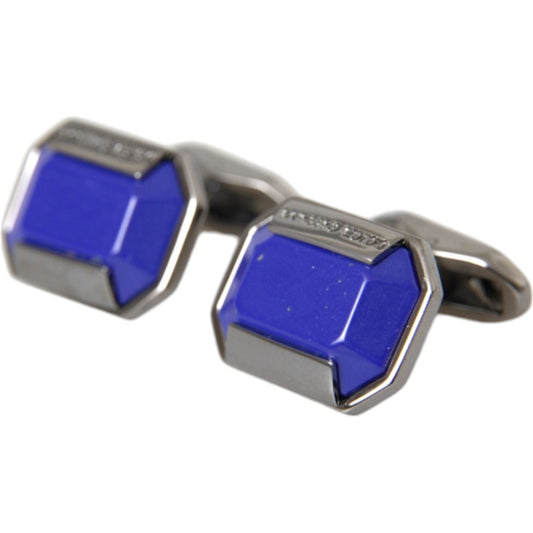Dolce & Gabbana Silver Plated Brass Pin Crystal Cufflinks Cufflinks Dolce & Gabbana Dark Slate Blue