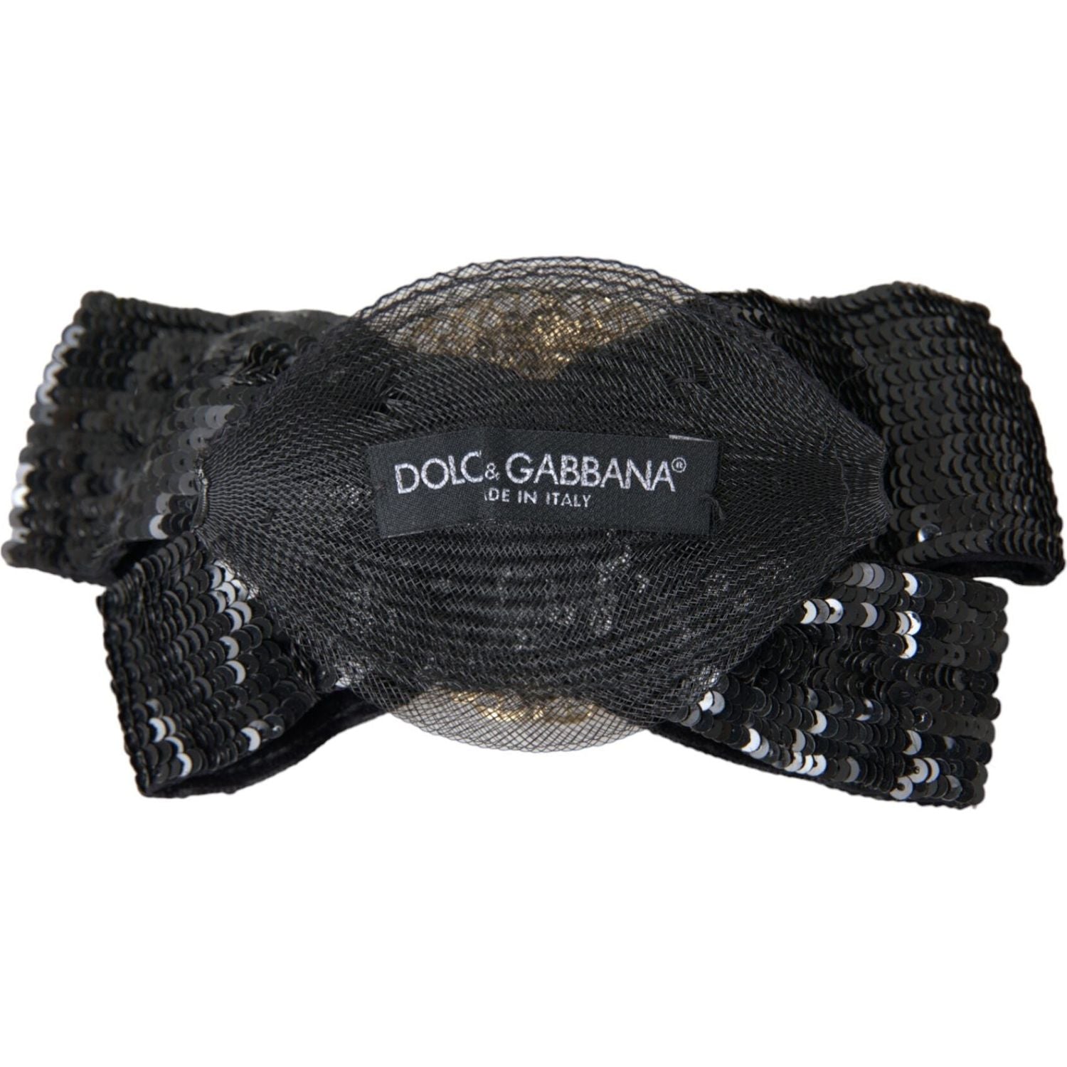 دبوس شعر دولتشي آند غابانا مصنوع يدويًا من اللؤلؤ الأسود والترتر