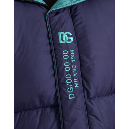 Dolce & Gabbana Navy Blue Quilted Windbreaker Puffer Jacket