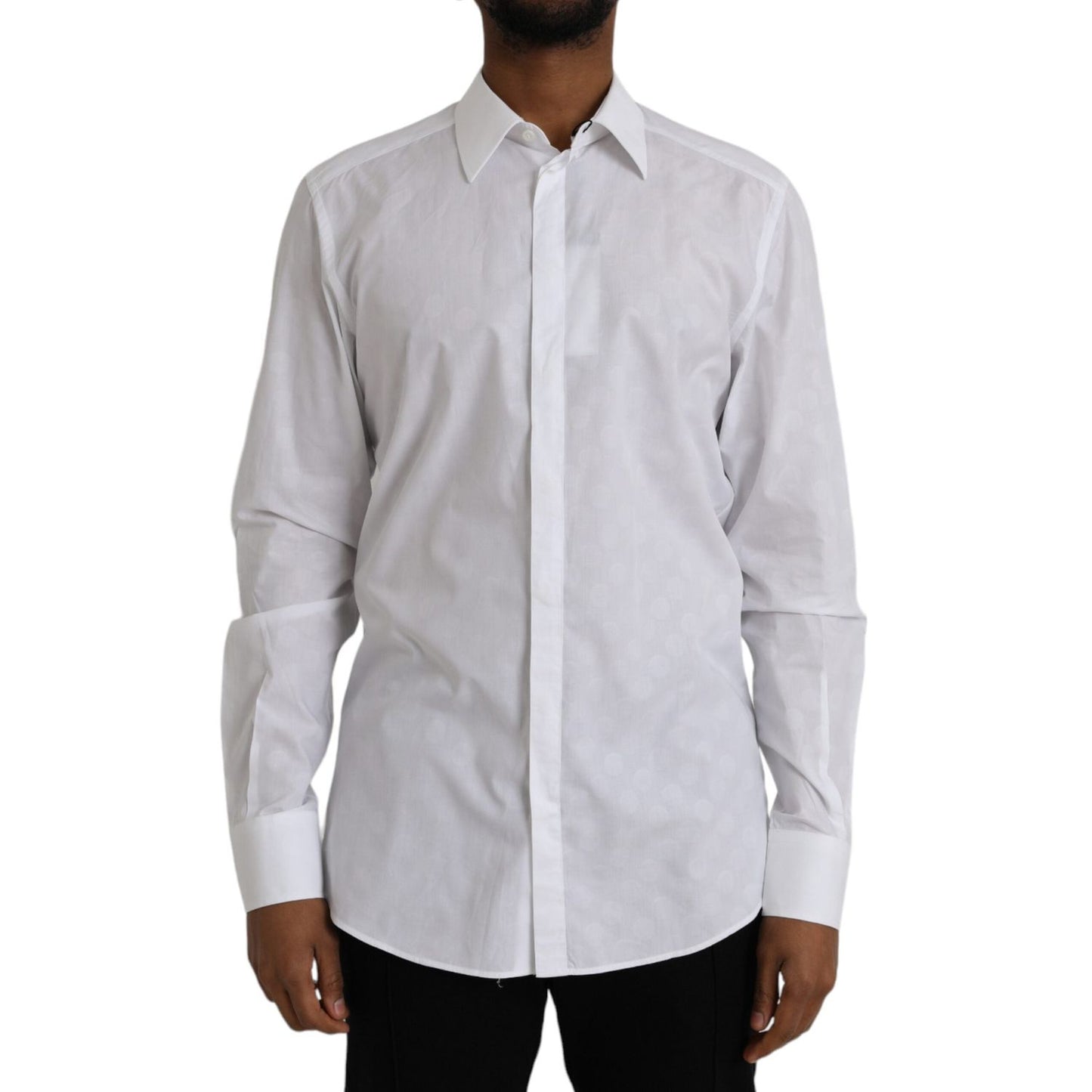 Dolce & Gabbana White Polka Dotted Cotton Dress GOLD Shirt