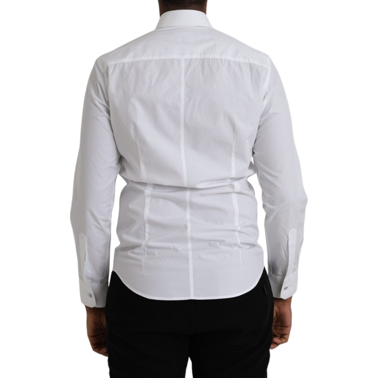 Dolce & Gabbana White Cotton Long Sleeve Dress MARTINI Shirt