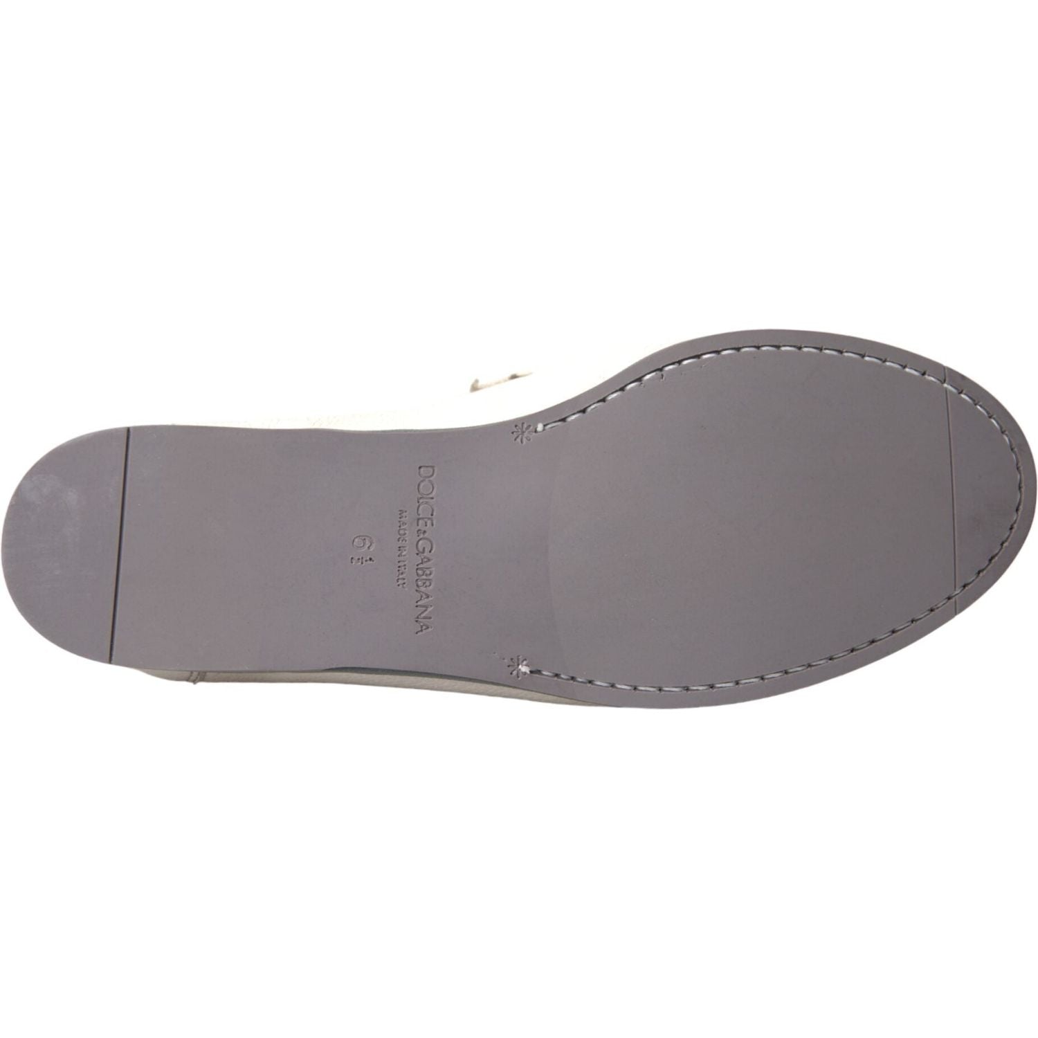 حذاء موكاسين جلدي أبيض رمادي من دولتشي آند غابانا