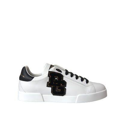 Dolce & Gabbana White Leather DG Logo Casual Low Top Sneakers Shoes