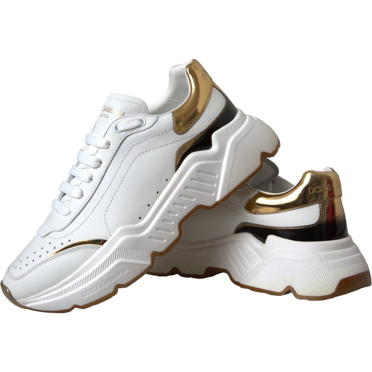 Dolce & Gabbana White Gold DAYMASTER Leather Sneakers Shoes LA5712#2-40