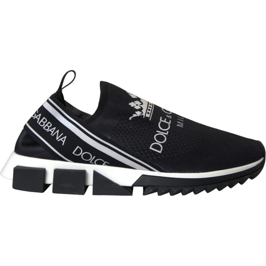 Dolce & Gabbana Black White Sorrento Slip On Sneakers Shoes