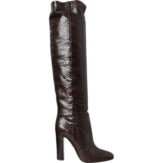 Dolce & Gabbana Brown Exotic Leather Heels High Boots Shoes Dolce & Gabbana Dark Slate Gray